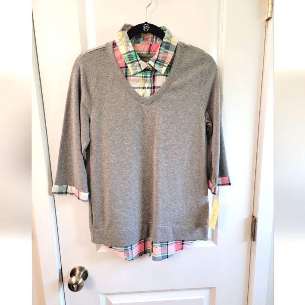 NWT Sonoma Life & Style Mock Layer Buttonup Sweater